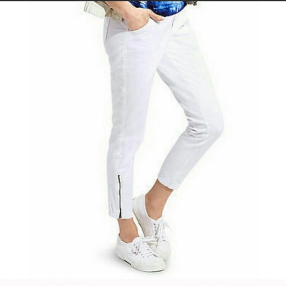 Athleta White Organic Cotton Ankle Pants Zipper 14